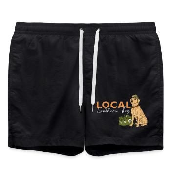 Lokaler Südstaaten-Junge bei der Jagd auf Wasservögel - Badeshorts - Schwarz - Vorne - AI Model Male 185 light (185cm)