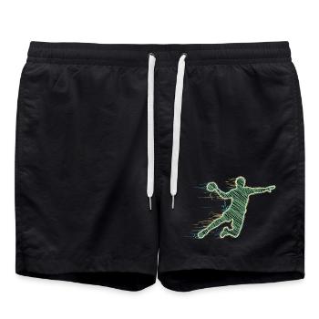 Joueur de handball Battement de cœur ECG Cadeau sportif de handball - Short de bain - noir - Devant - AI Model Male 185 light (185cm)