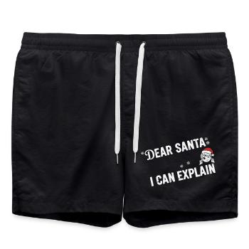 Dear Santa I Can Explain - Swim Trunks - black - Front - AI Model Male 185 light (185cm)