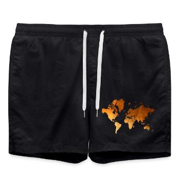 Carte du monde : Conception de la Terre dorée - Short de bain - noir - Devant - AI Model Male 185 light (185cm)