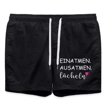 Einatmen Ausatmen Lächeln Sprüche - Badeshorts - Schwarz - Vorne - AI Model Male 185 light (185cm)