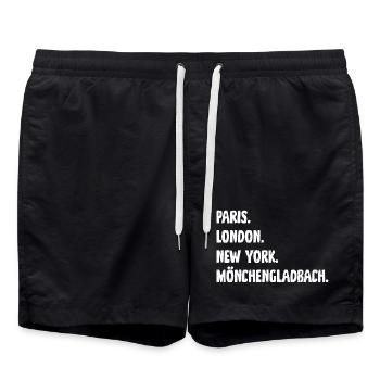 Mönchengladbach Fan Gift Paris London New York - Swim Trunks - black - Front - AI Model Male 185 light (185cm)