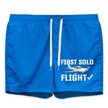 First Solo Flight Aviation Humor Pilot Student  - Swim Trunks - cobalt blue - Front