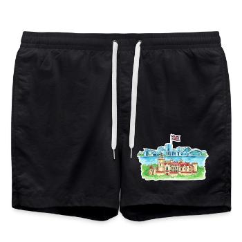 Cardiff Skyline Castle Millennium Centre Wales Art - Swim Trunks - black - Front - AI Model Male 185 light (185cm)