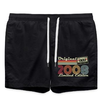 Original 2008 Vintage Vintage Birthday Retro - Swim Trunks - black - Front - AI Model Male 185 light (185cm)
