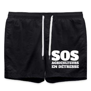 agriculteur, agriculture, tracteur, paysan - Short de bain - noir - Devant - AI Model Male 185 light (185cm)