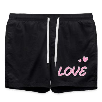 Love pastel et coeurs dessinés - Short de bain - noir - Devant - AI Model Male 185 light (185cm)