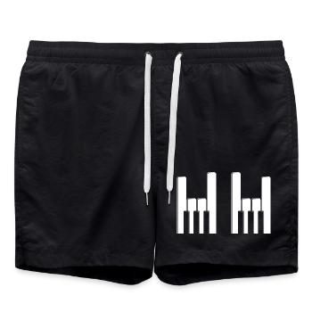 Piano Keys Finger Horns - Swim Trunks - black - Front - AI Model Male 185 light (185cm)