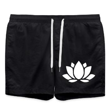 Lotus Flower Lotus Flower White Flower Blossom White Yoga - Swim Trunks - black - Front - AI Model Male 185 light (185cm)