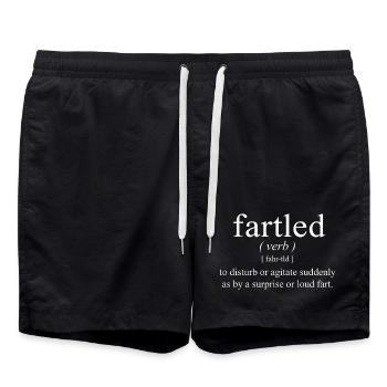 Fartled Definition Furz Lustig - Badeshorts - Schwarz - Vorne - AI Model Male 185 light (185cm)