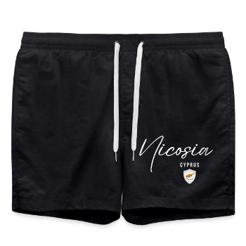 Nikosia, Zypern, elegantes Design, Nikosia, - Badeshorts - Schwarz - Vorne - AI Model Male 185 light (185cm)