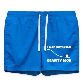 I Had Potential Gravity Won Physics Pun Humor - Swim Trunks - cobalt blue - Front
