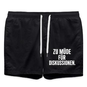 Zu Müde Für Diskussionen - Badeshorts - Schwarz - Vorne - AI Model Male 185 light (185cm)