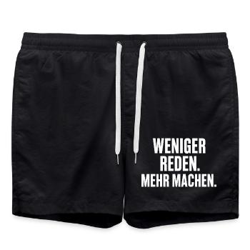 Weniger Reden Mehr Machen - Badeshorts - Schwarz - Vorne - AI Model Male 185 light (185cm)