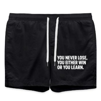 Du verlierst nie, du gewinnst oder lernst - Badeshorts - Schwarz - Vorne - AI Model Male 185 light (185cm)
