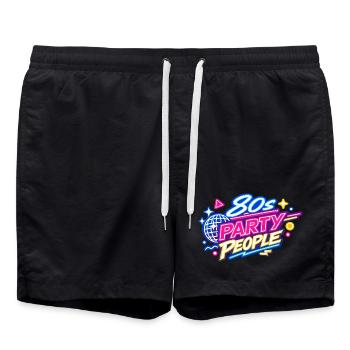 80s Party People Neon Retro - Swim Trunks - black - Front - AI Model Male 185 light (185cm)