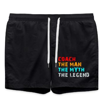 Coach The Man The Myth The Legend Funny Gift - Badeshorts - Schwarz - Vorne - AI Model Male 185 light (185cm)
