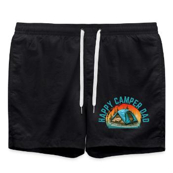 HAPPY CAMPER DAD - Swim Trunks - black - Front - AI Model Male 185 light (185cm)