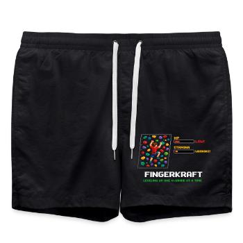 Retro Pixel Art Bouldern: Leveling Up Spruch - Badeshorts - Schwarz - Vorne - AI Model Male 185 light (185cm)