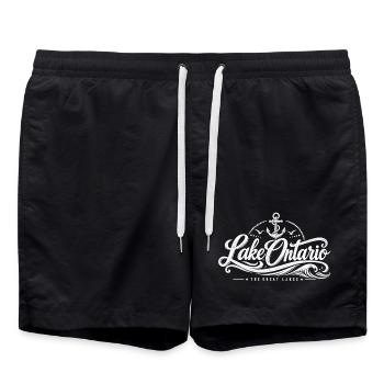 Lake Ontario The Great Lakes Vintage Retro  - Badeshorts - Schwarz - Vorne - AI Model Male 185 light (185cm)