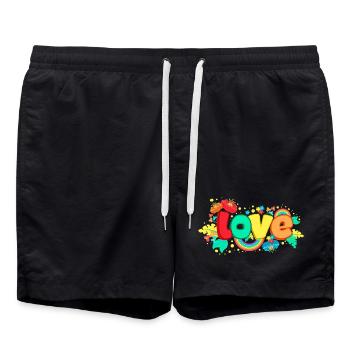 L’amour et les fleurs - Short de bain - noir - Devant - AI Model Male 185 light (185cm)