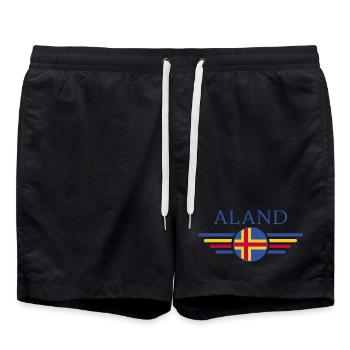 Ich liebe Åland, Eleganz Stil Design T-Shirt - Badeshorts - Schwarz - Vorne - AI Model Male 185 light (185cm)