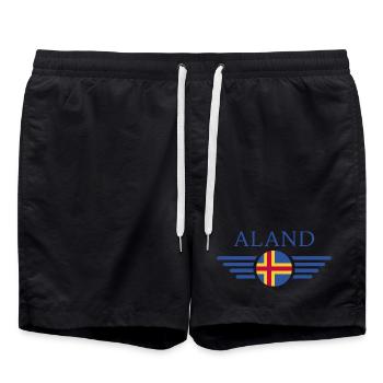 Ich liebe Åland, Eleganz Stil Design T-Shirt - Badeshorts - Schwarz - Vorne - AI Model Male 185 light (185cm)