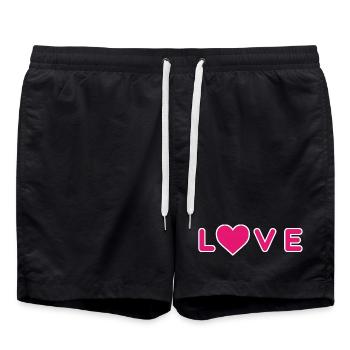 LOVE Design mit Herz - Badeshorts - Schwarz - Vorne - AI Model Male 185 light (185cm)