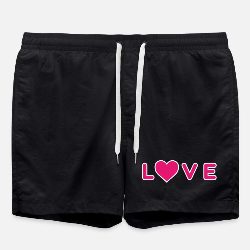 LOVE Design mit Herz - Badeshorts - Schwarz