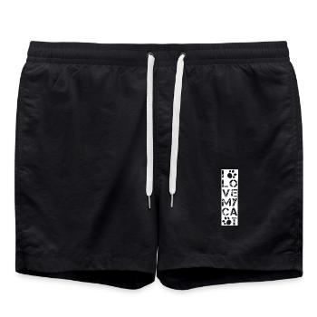 I Love My Cat, Tier Tatzen, Besitzer - Badeshorts - Schwarz - Vorne - AI Model Male 185 light (185cm)