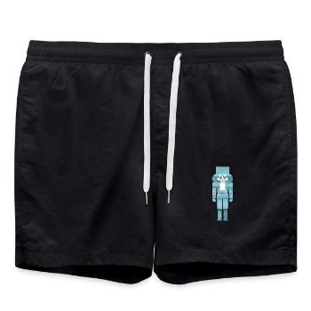 Casse-Noisette Bois Grain Bleu Clair Noël - Short de bain - noir - Devant - AI Model Male 185 light (185cm)