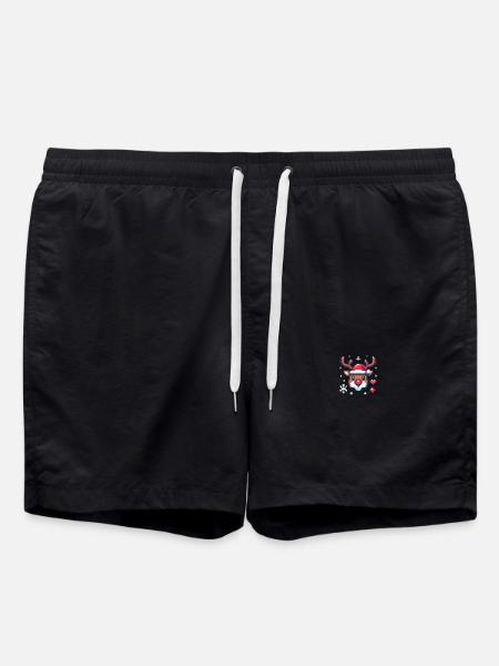 8 Bit Christmas Reindeer Head - Swim Trunks - black