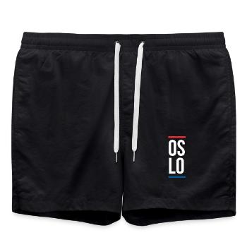 Oslo Stadtgestaltung - Badeshorts - Schwarz - Vorne - AI Model Male 185 light (185cm)