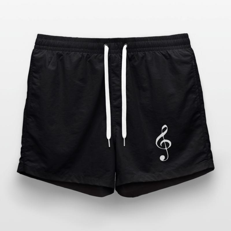 Music clef note note note white Swim Trunks