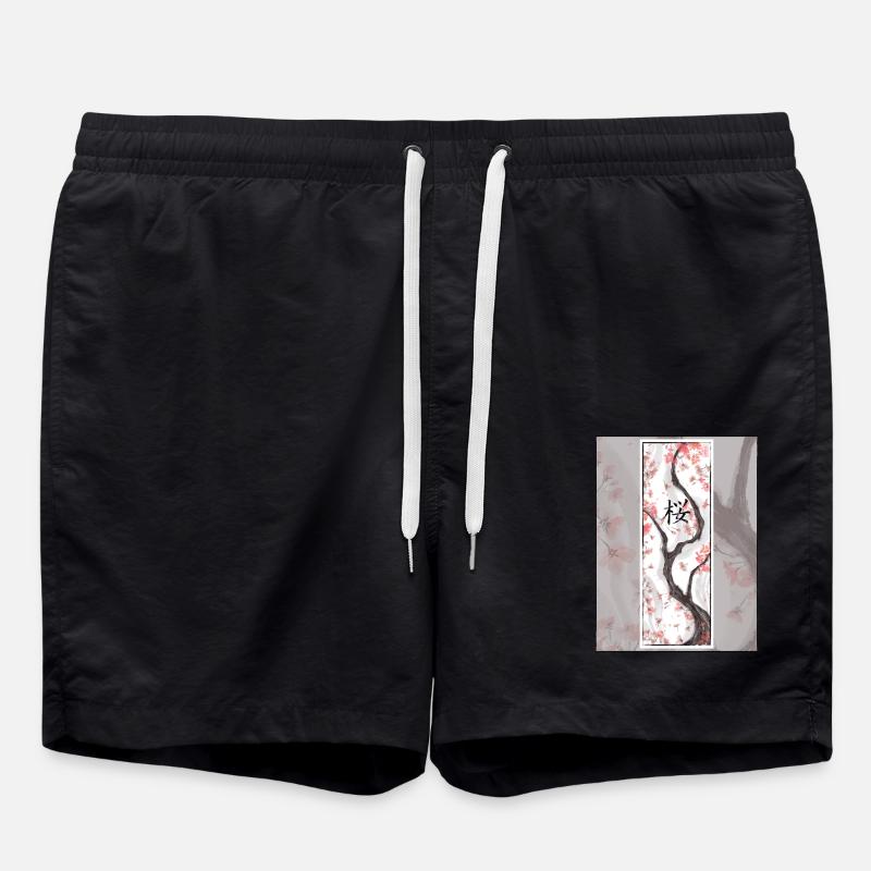 Sakura Sumi-e Kanji - Short de bain - noir