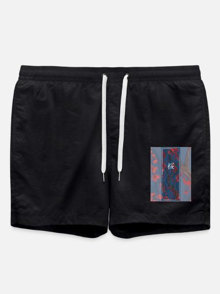 Sakura Sumi-e Kanji Foncé - Short de bain - noir