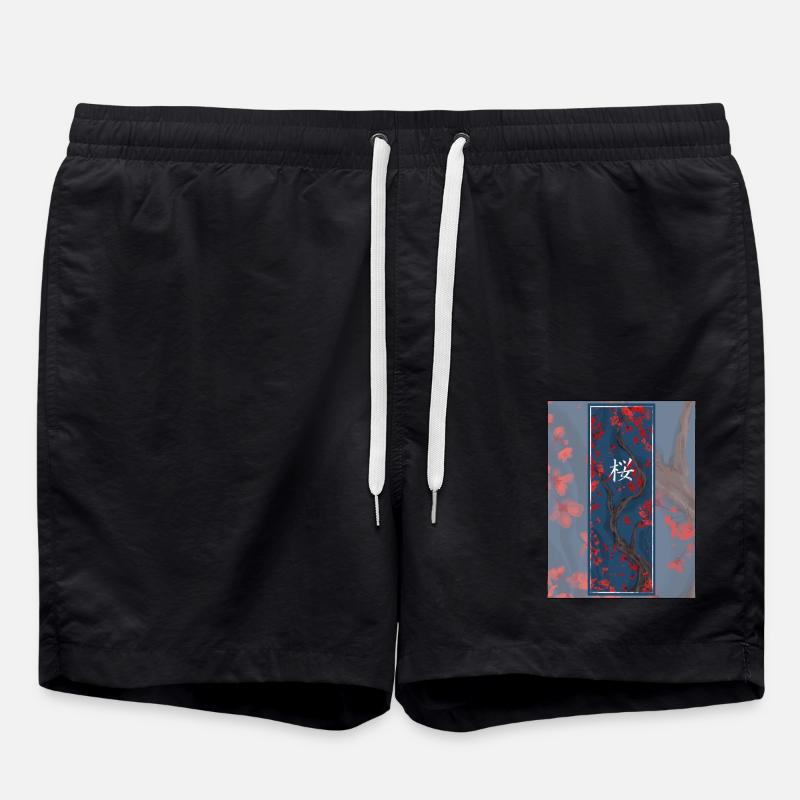 Sakura Sumi-e Kanji Foncé - Short de bain - noir