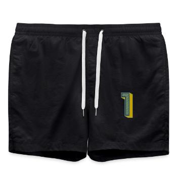 1. 1 JAHR. 1. JAHRESTAG. 1 JAHR GEBURTSTAG - Badeshorts - Schwarz - Vorne - AI Model Male 185 light (185cm)