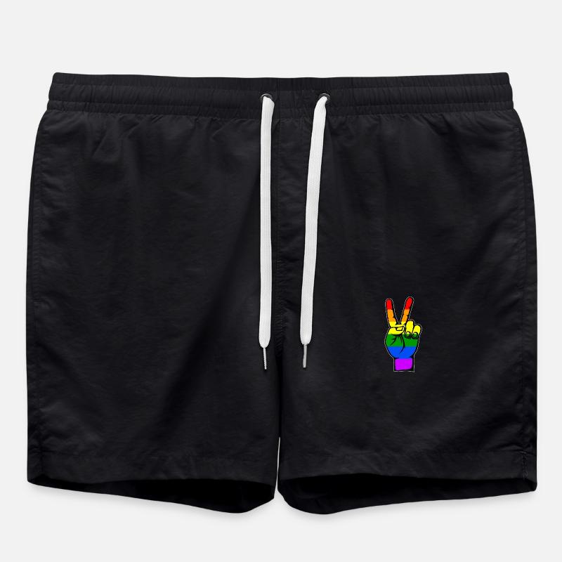 Drapeau LGBT Paix Victoire Symbole - Short de bain - noir