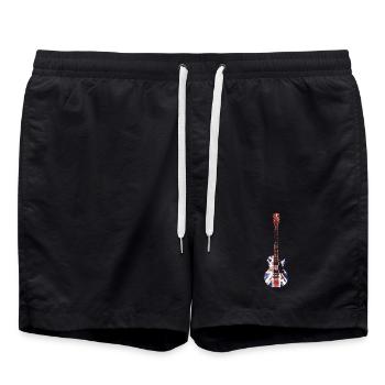 Union Jack Guitar - Badeshorts - Schwarz - Vorne - AI Model Male 185 light (185cm)