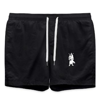 Fier chevalier guerrier avec épée et bouclier - Short de bain - noir - Devant - AI Model Male 185 light (185cm)