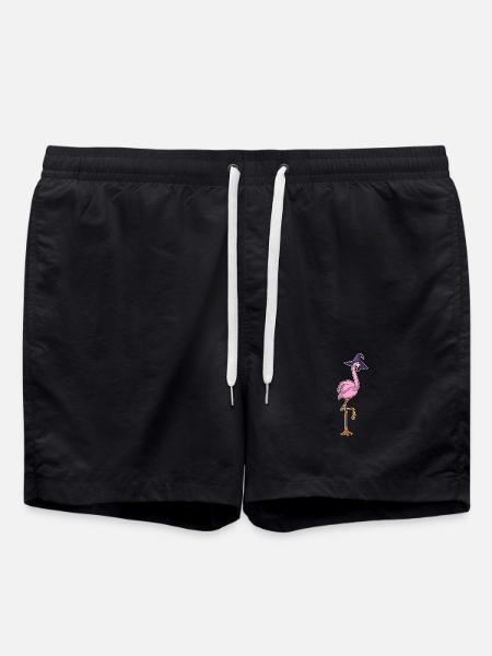 Flamingo Halloween Witch - Swim Trunks - black