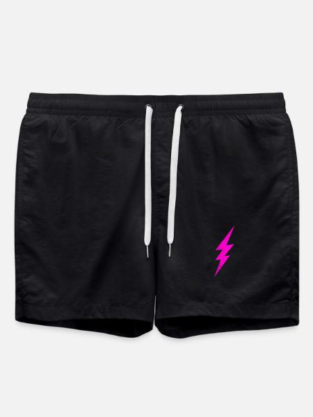 Glowing Pink Lightning - Swim Trunks - black