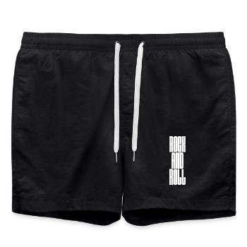 Rock'n'Roll Bold Typografie - Badeshorts - Schwarz - Vorne - AI Model Male 185 light (185cm)