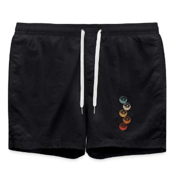 Bowling Skittles Vintage Graphic With Bowling Balls - Swim Trunks - black - Front - AI Model Male 185 light (185cm)