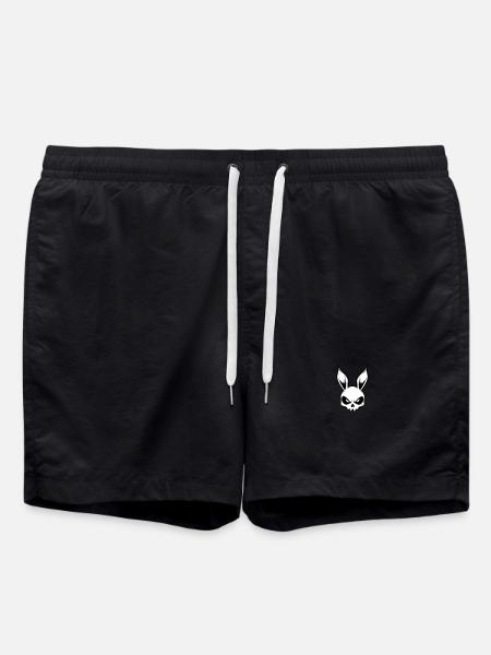 Rabbit Skull Skeleton - Swim Trunks - black