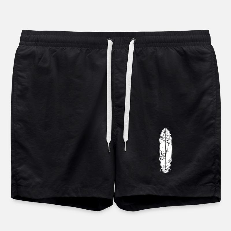 Cartoon Surfboard - Swim Trunks - black