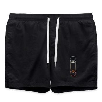 Vintage Skateboard Zeichnung - Badeshorts - Schwarz - Vorne - AI Model Male 185 light (185cm)