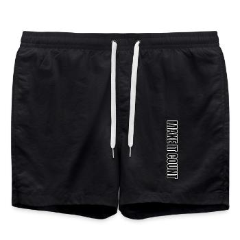 MAKE IT COUNT – motivational vertical lettering - Swim Trunks - black - Front - AI Model Male 185 light (185cm)