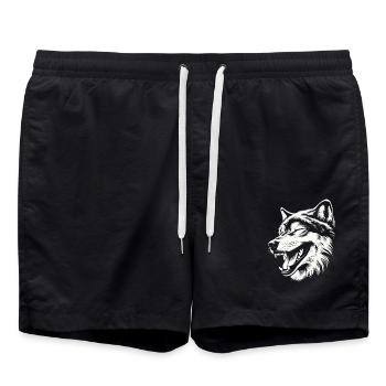 Lachender 🐺 Wolf - Badeshorts - Schwarz - Vorne - AI Model Male 185 light (185cm)